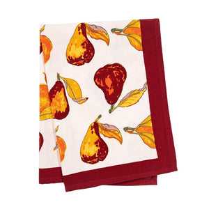 Orchard Pear Tea Towels in Burgundy, Set of 3