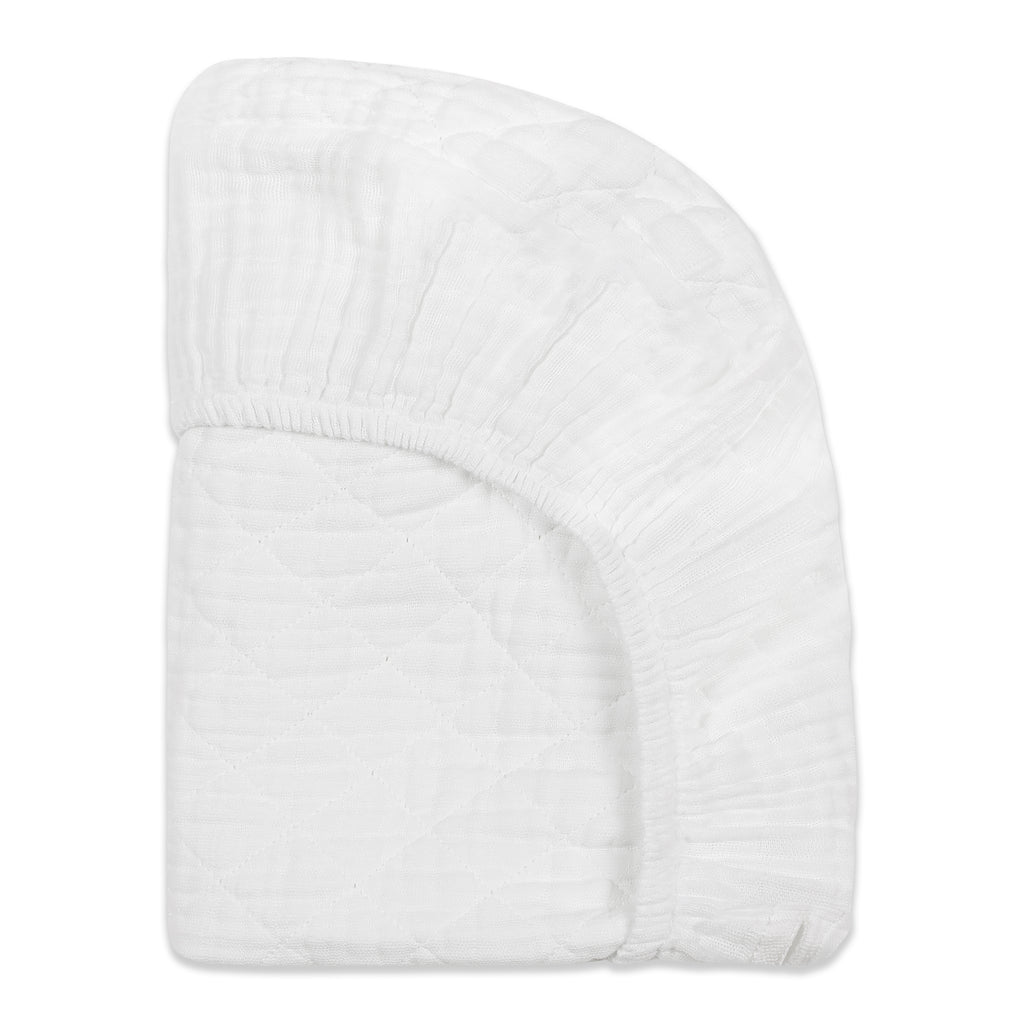 Quilted Changing Pad Cover in GOTS Certified Organic Muslin Cotton in White