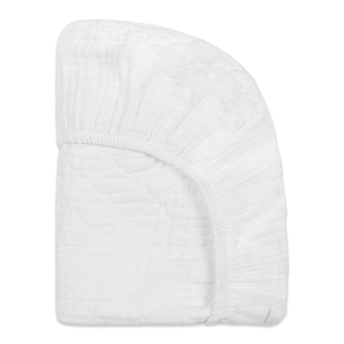 Quilted Changing Pad Cover in GOTS Certified Organic Muslin Cotton in White