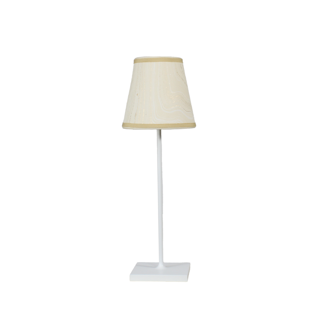 Small Marble Shade Cover in Ivory with Gold Trim
