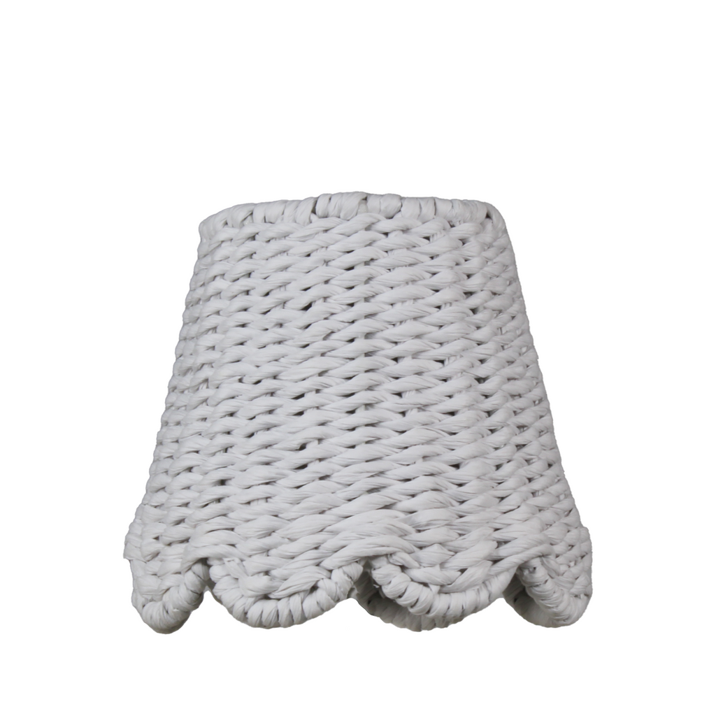Twisted Paper Lampshade Scalloped in White