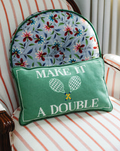 Make It A Double Needlepoint Pillow - styled on chair