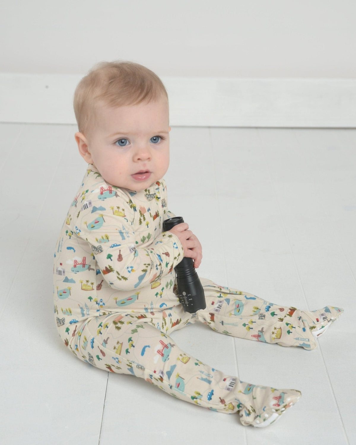 Around the World Bamboo Onesie, Map Print, Kids Bamboo PJ