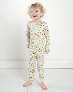 Map Bamboo Pajama Set for Kids, Travel PJs for Kids, Bamboo PJ