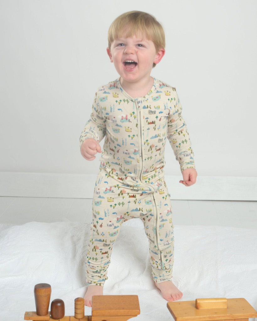 Map Toddler Bamboo Pajamas, Kids Bamboo Pajamas, Travel PJs