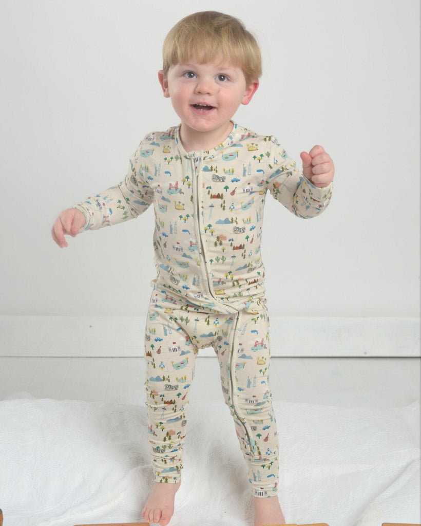 Map Toddler Bamboo Pajamas, Kids Bamboo Pajamas, Travel PJs