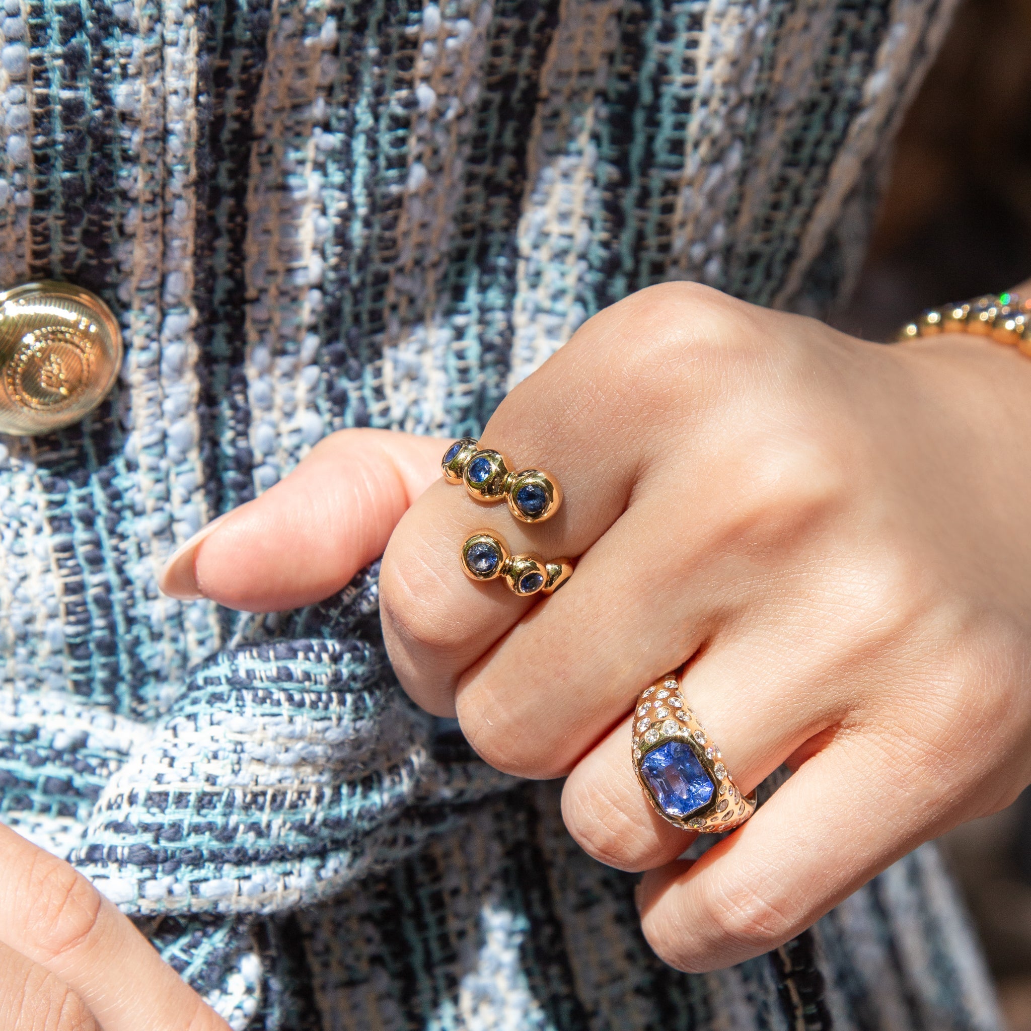 Marguerite Wrap Ring in Blue Sapphire - Jewelry - RUCHI New York