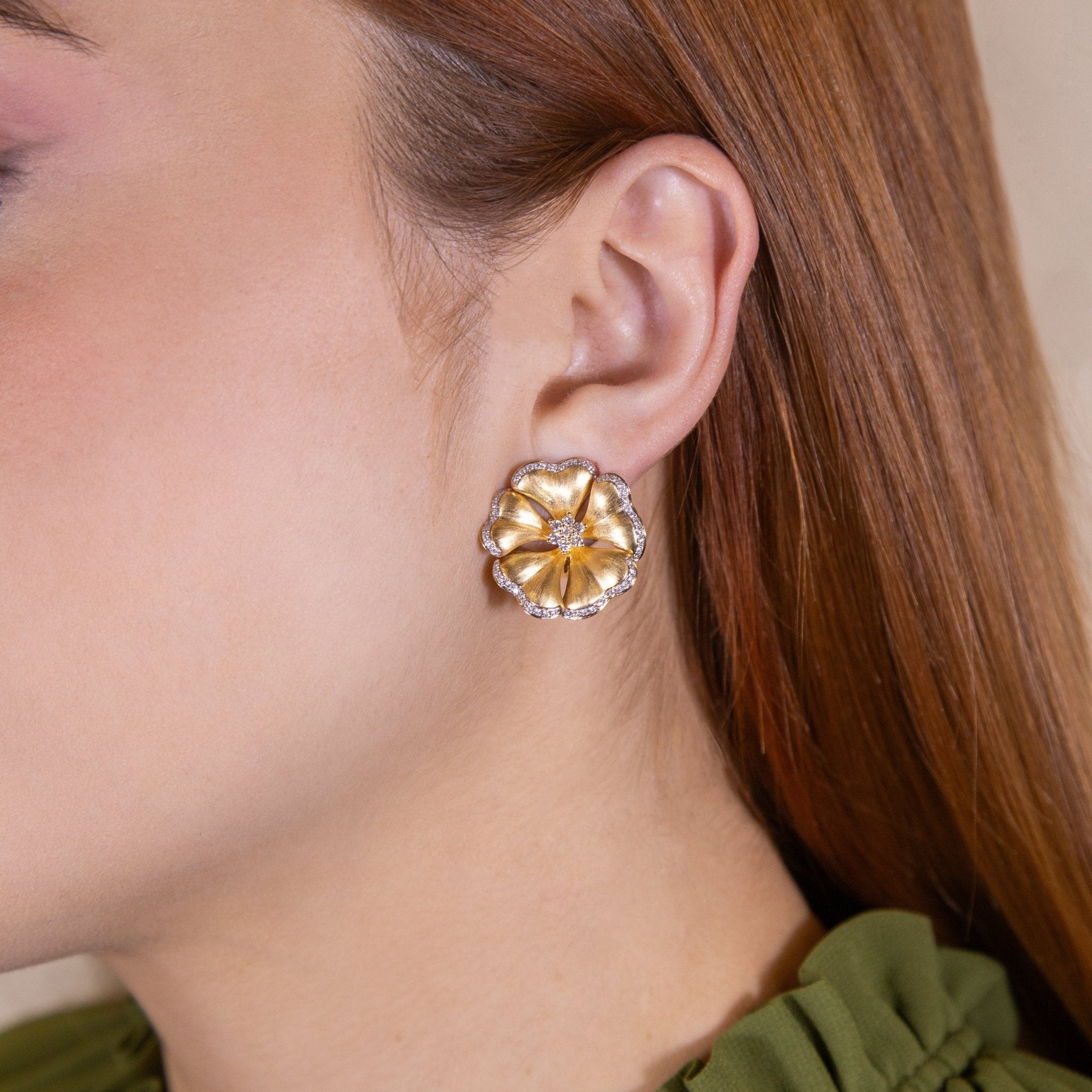 Marigold Diamond Flower Earrings - Jewelry - RUCHI New York