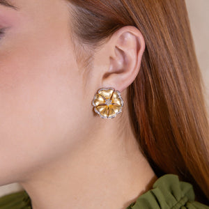 Marigold Diamond Flower Earrings - Jewelry - RUCHI New York