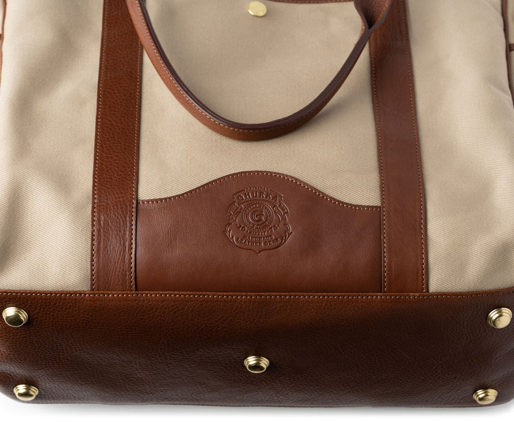 Market Tote No. 294 | Khaki Twill - Vintage Chestnut Tote
