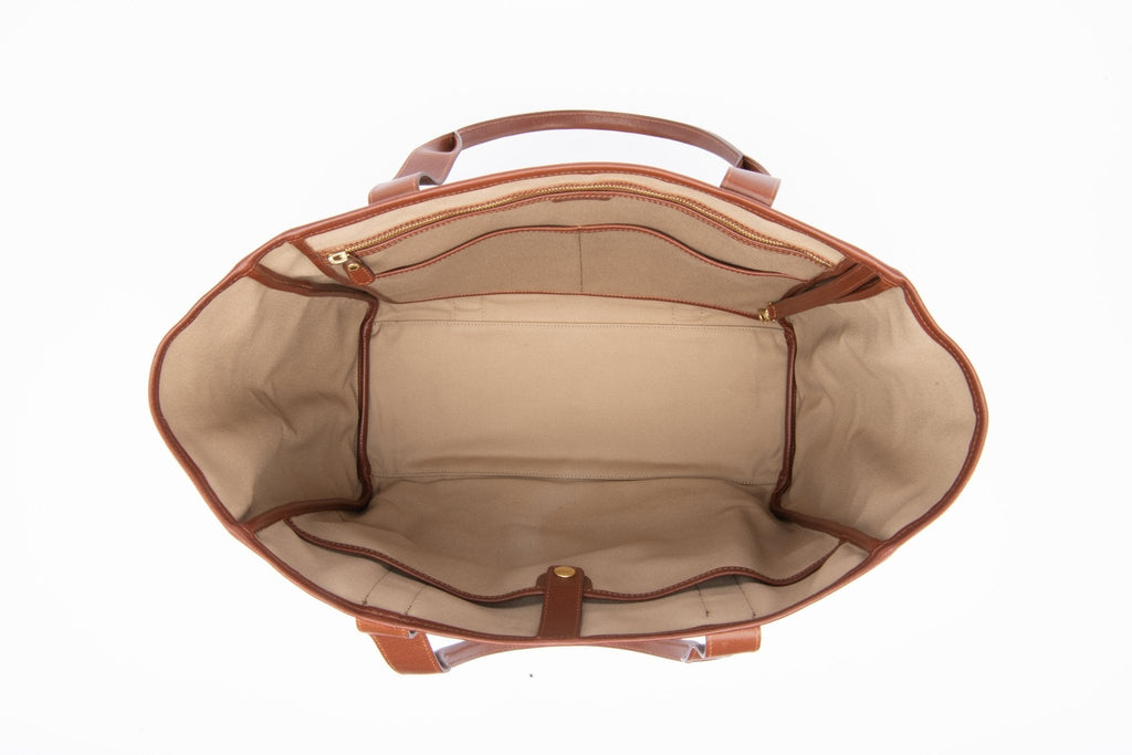 Market Tote No. 294 | Khaki Twill - Vintage Chestnut
