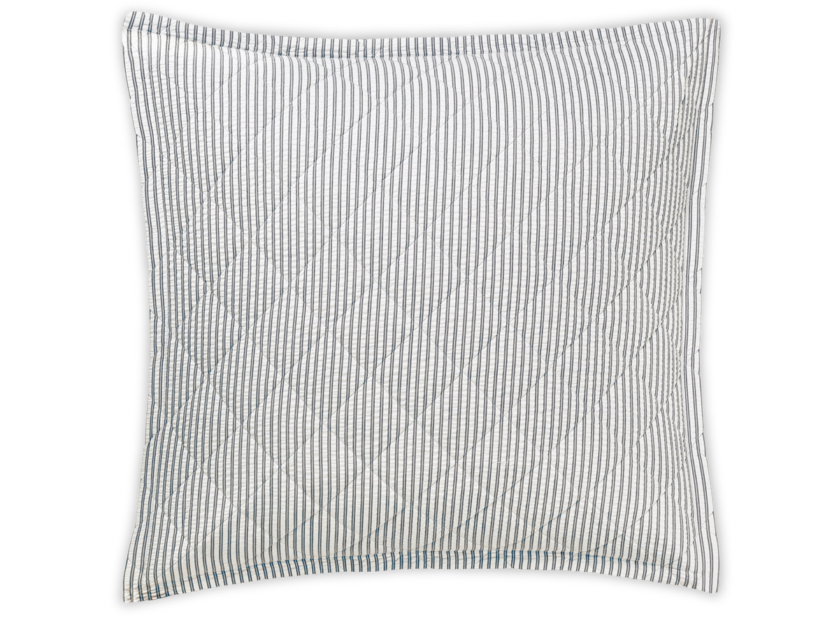 Matteo Sham in Deep Navy, Quilted Euro 27" W x 27" L, plus 1" flange