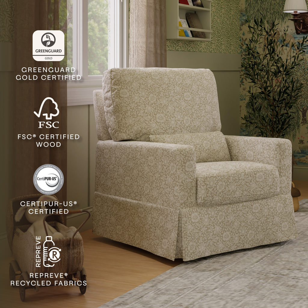 Morris & Co. x Namesake Crawford Pillowback Comfort Swivel Glider Mallow in Ash