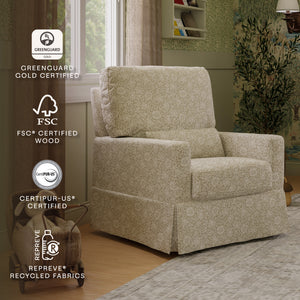 Morris & Co. x Namesake Crawford Pillowback Comfort Swivel Glider Mallow in Ash