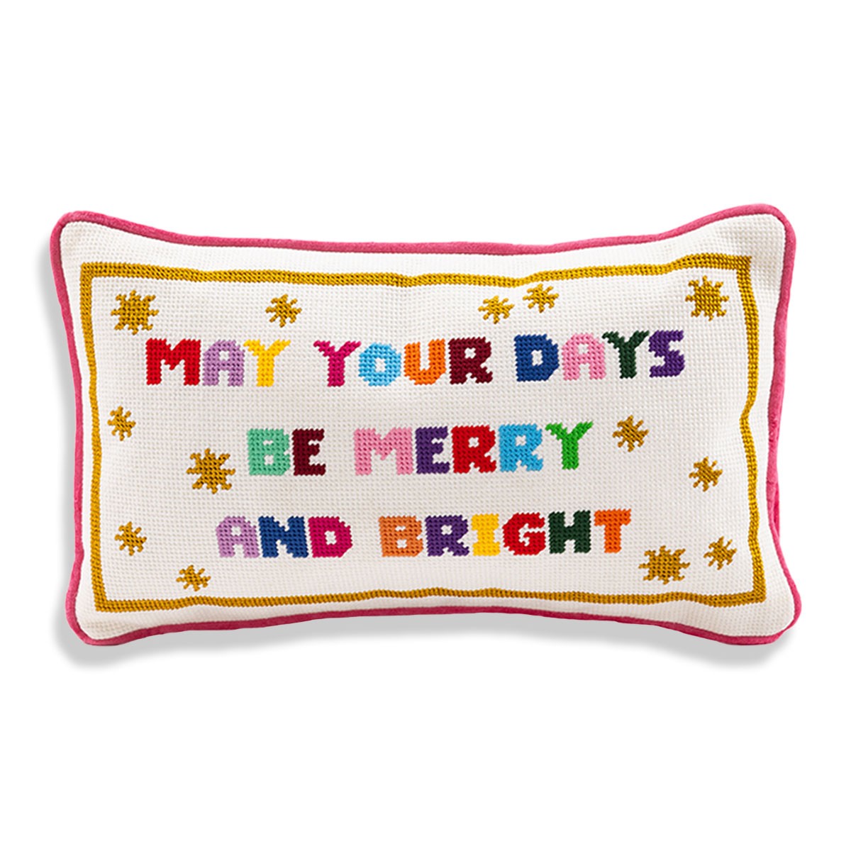 Merry & Bright Needlepoint Pillow - front