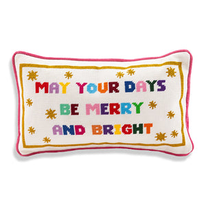 Merry & Bright Needlepoint Pillow - front