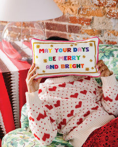 Merry & Bright Needlepoint Pillow - held
