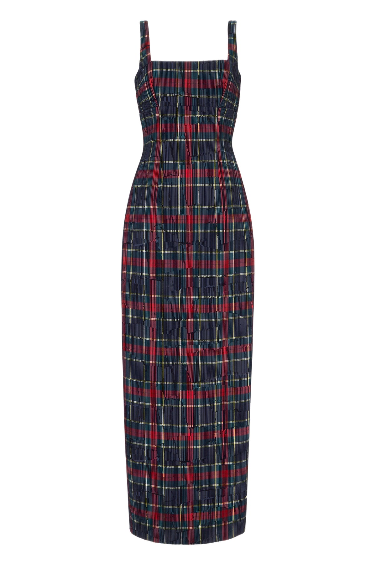 Micheline Dress in Red & Green Flocked Check