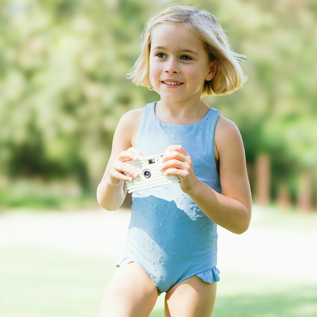 Girls’ Dusk Blue Eyelet Ballerina One Piece