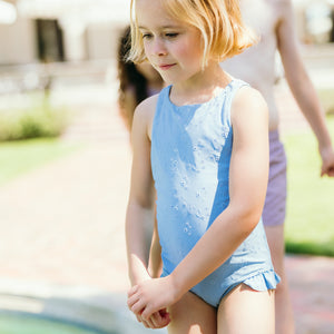 Girls’ Dusk Blue Eyelet Ballerina One Piece