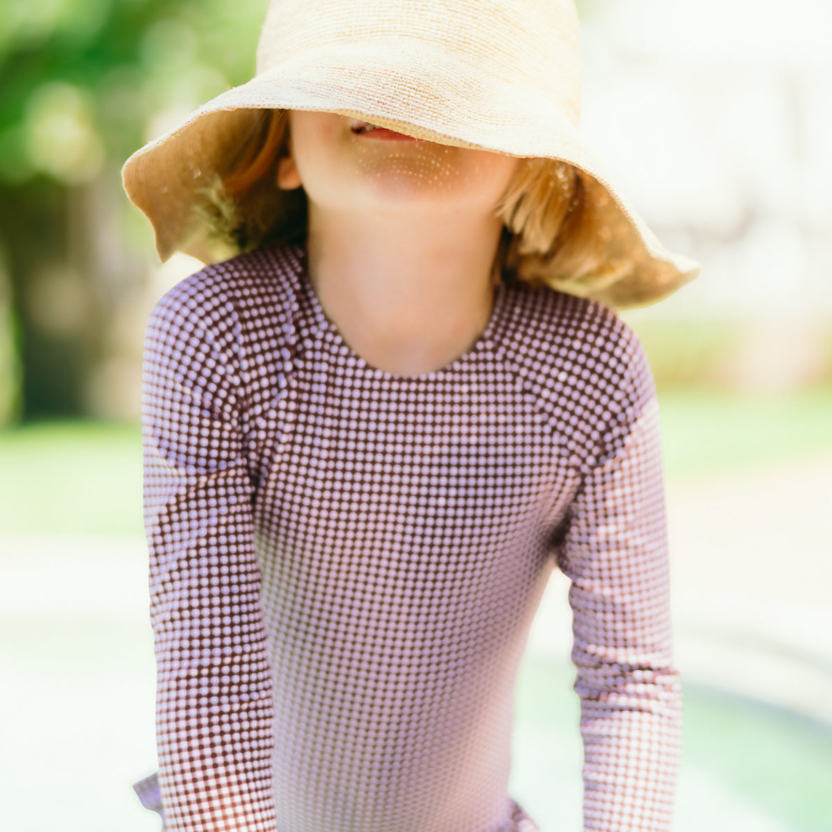 Girls’ Cocoa Gingham Rashguard One Piece