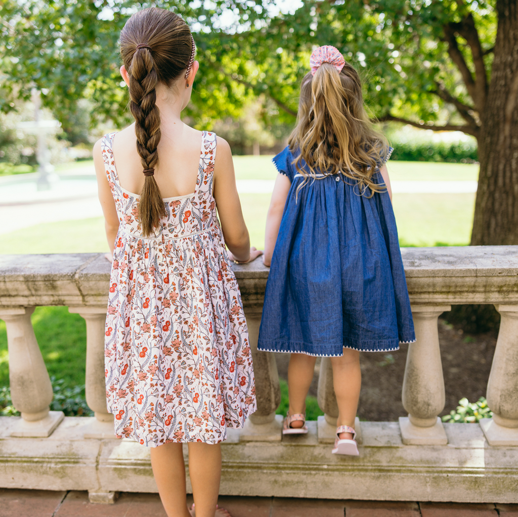Girls’ Chambray Embroidered Cap Sleeve Dress 13-14Y