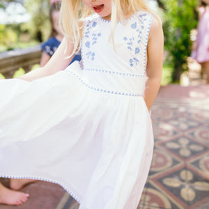 Girls’ White Embroidered Pinafore Dress
