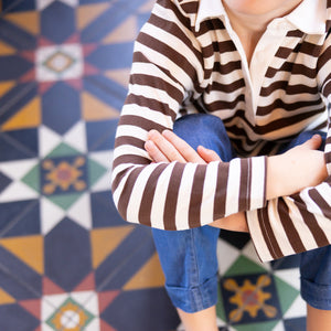 Unisex Cocoa Stripe Rugby Shirt