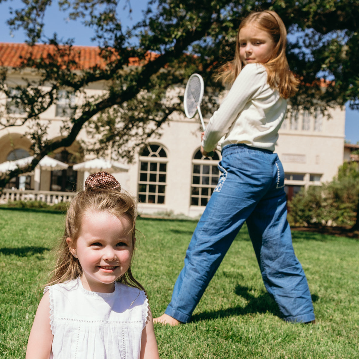 Girls’ Chambray Embroidered Pant
