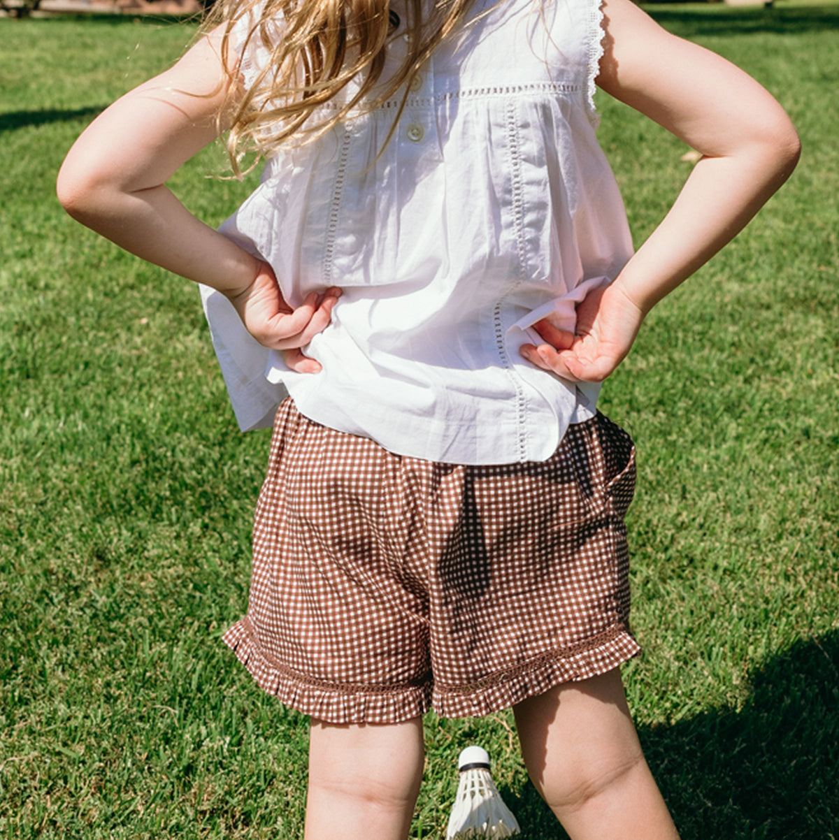 Girls’ Cocoa Gingham Ruffle Shorts