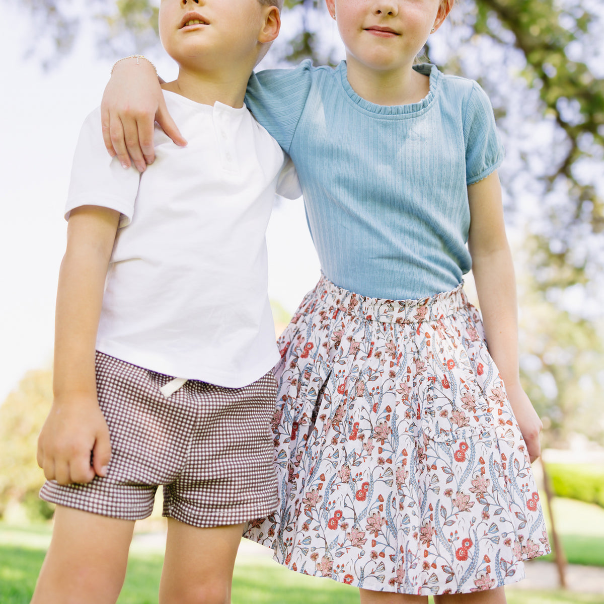 Girls’ Dusk Blue Ruffle Pointelle Puff Sleeve Shirt