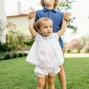 Baby Girls’ White Embroidered Top and Bloomer Set