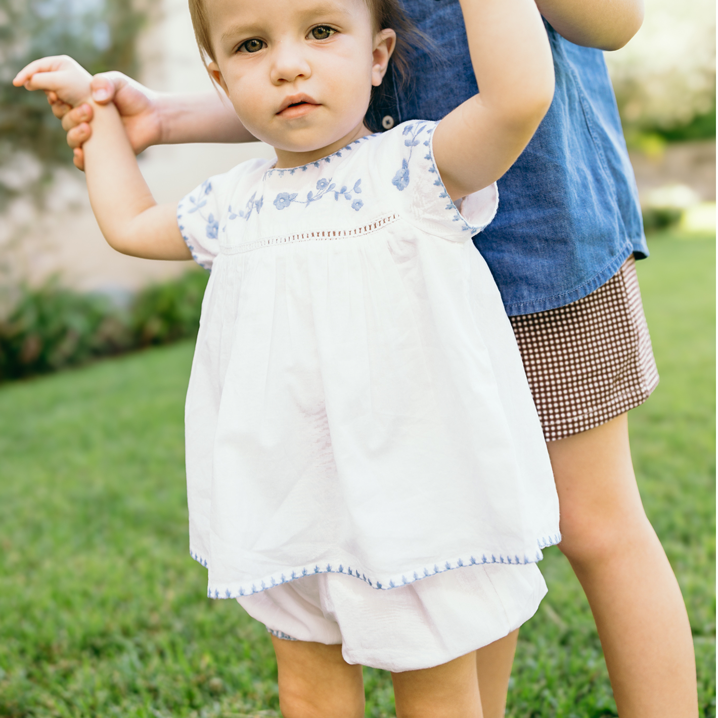Baby Girls’ White Embroidered Top and Bloomer Set