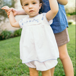 Baby Girls’ White Embroidered Top and Bloomer Set