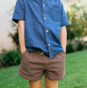 Boys’ Cocoa Gingham Ultra-Soft Twill Shorts