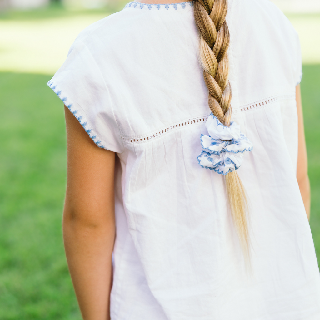 Girls’ White Embroidered Cap Sleeve Top and Short Set