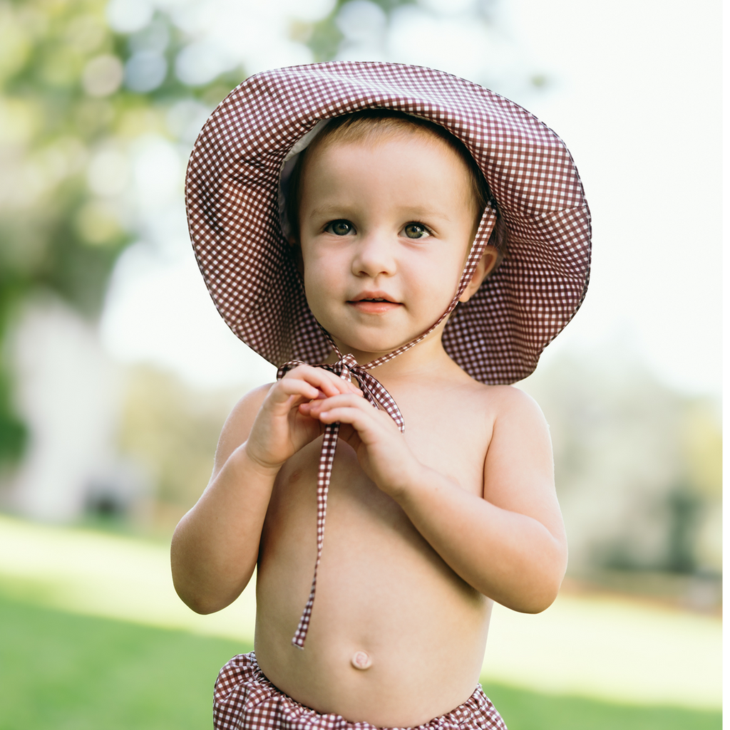 Baby Cocoa Gingham Sun Hat