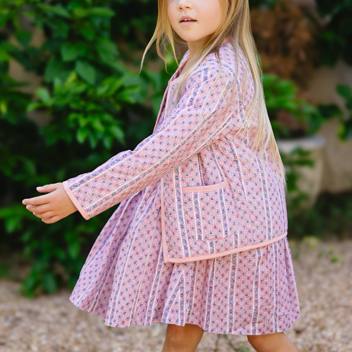 >The Girls’ Rosa Vine Smocked Dress with Flutter Sleeves