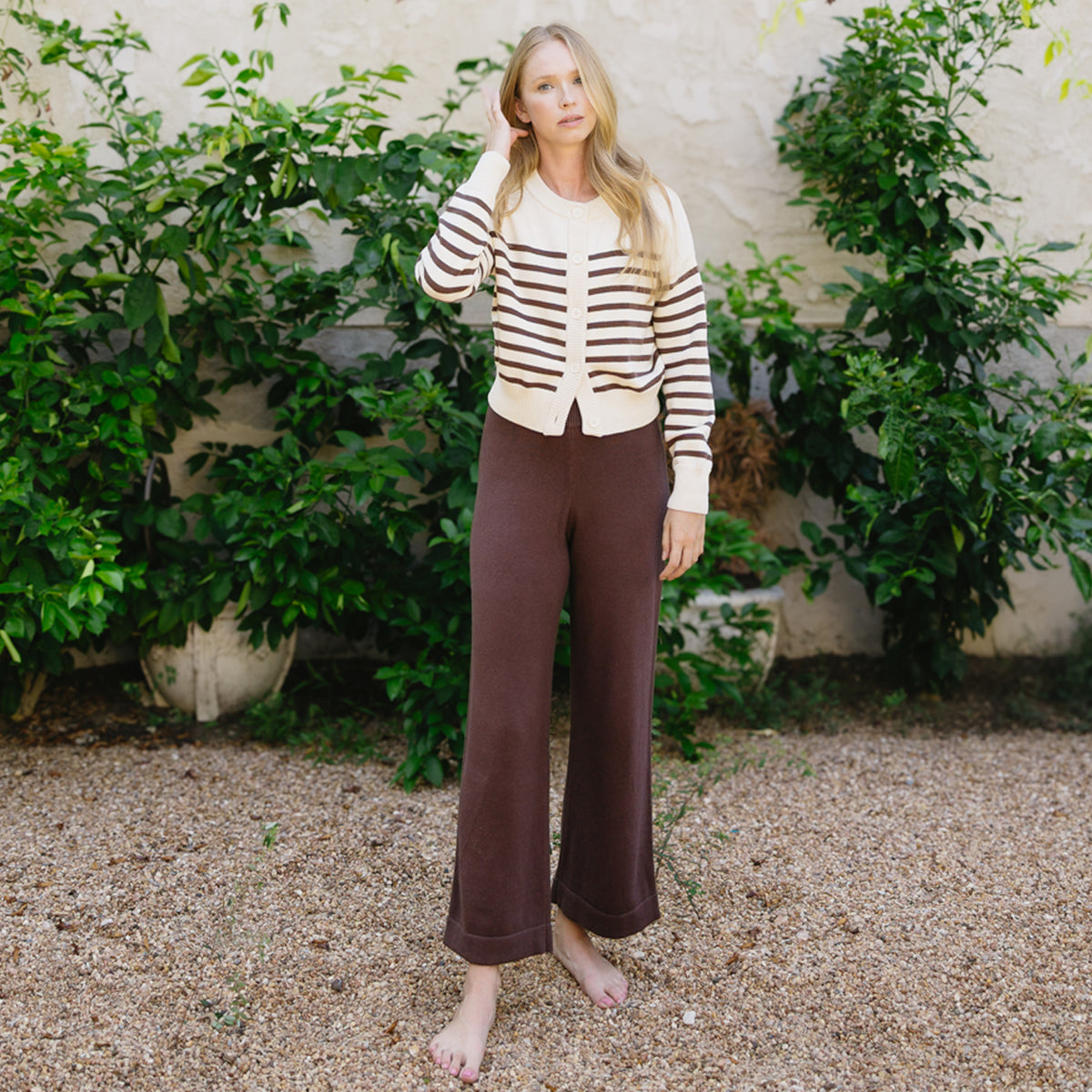 Women’s Brown Wide Leg Knit Pant