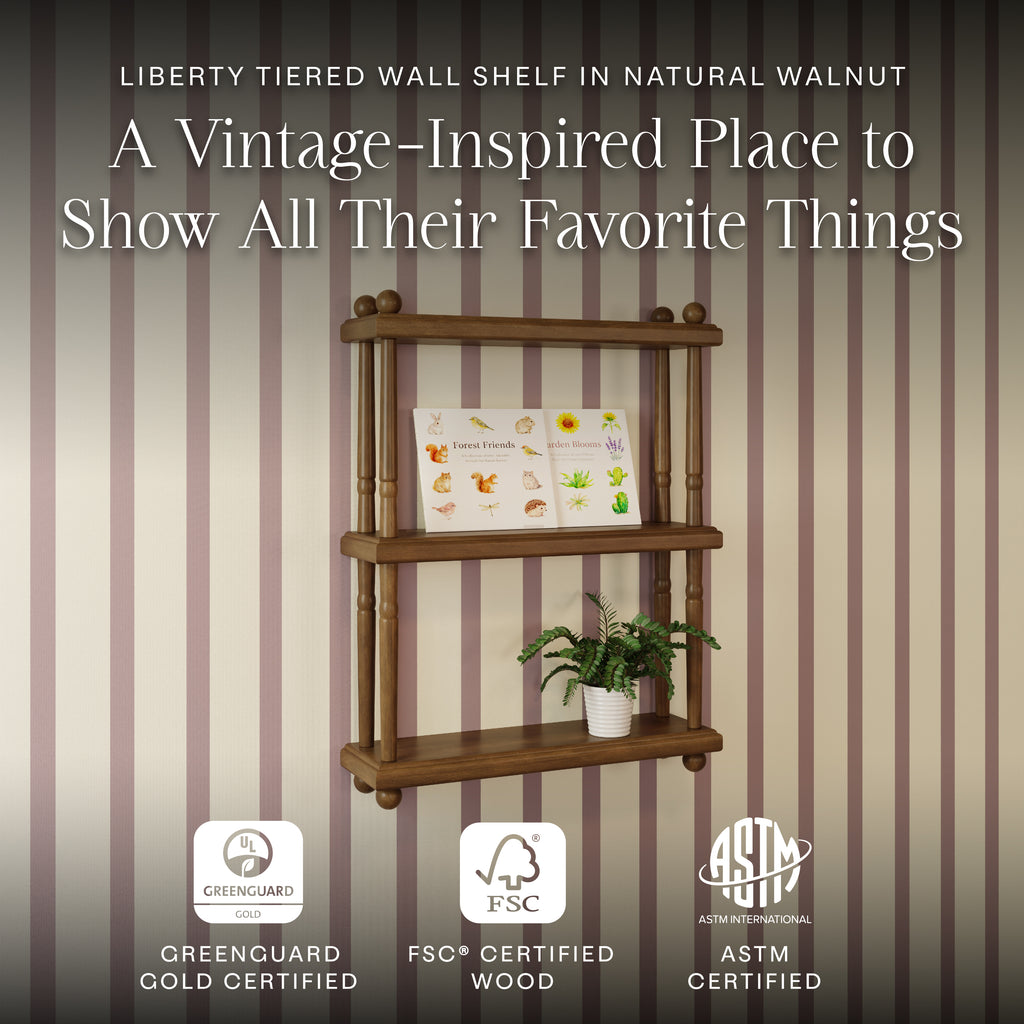 Liberty Tiered Wall Shelf in Natural Walnut