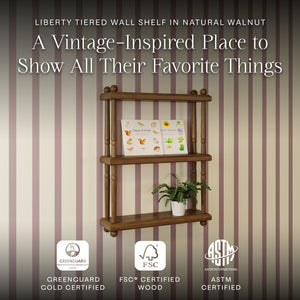 Liberty Tiered Wall Shelf in Natural Walnut