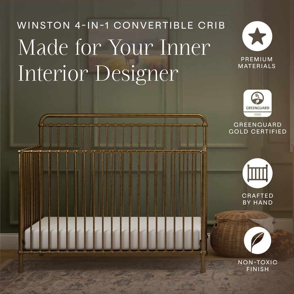 Winston 4-in-1 Convertible Crib in Vintage Gold