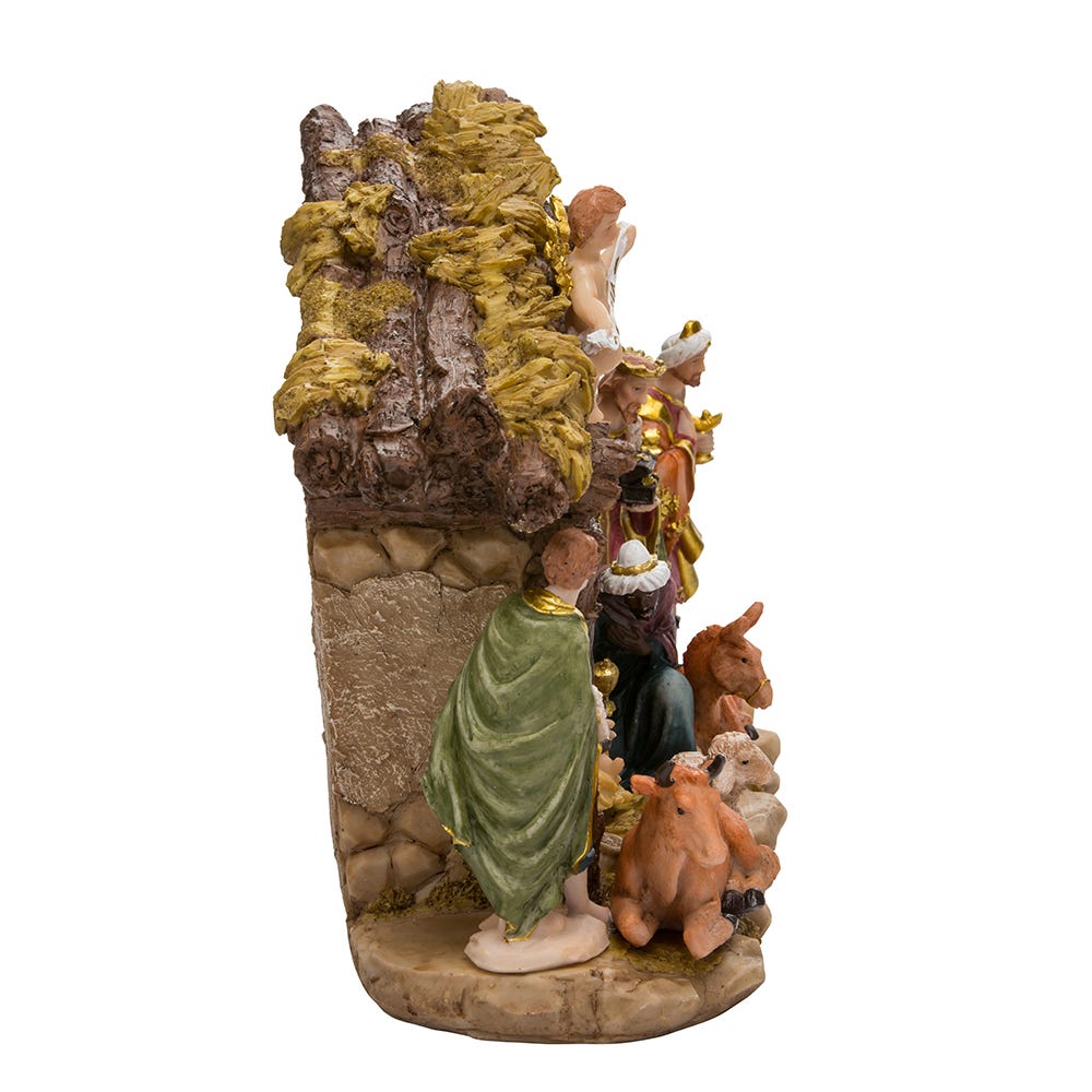 Resin Nativity Set with Figures and Stable, Set of 11
