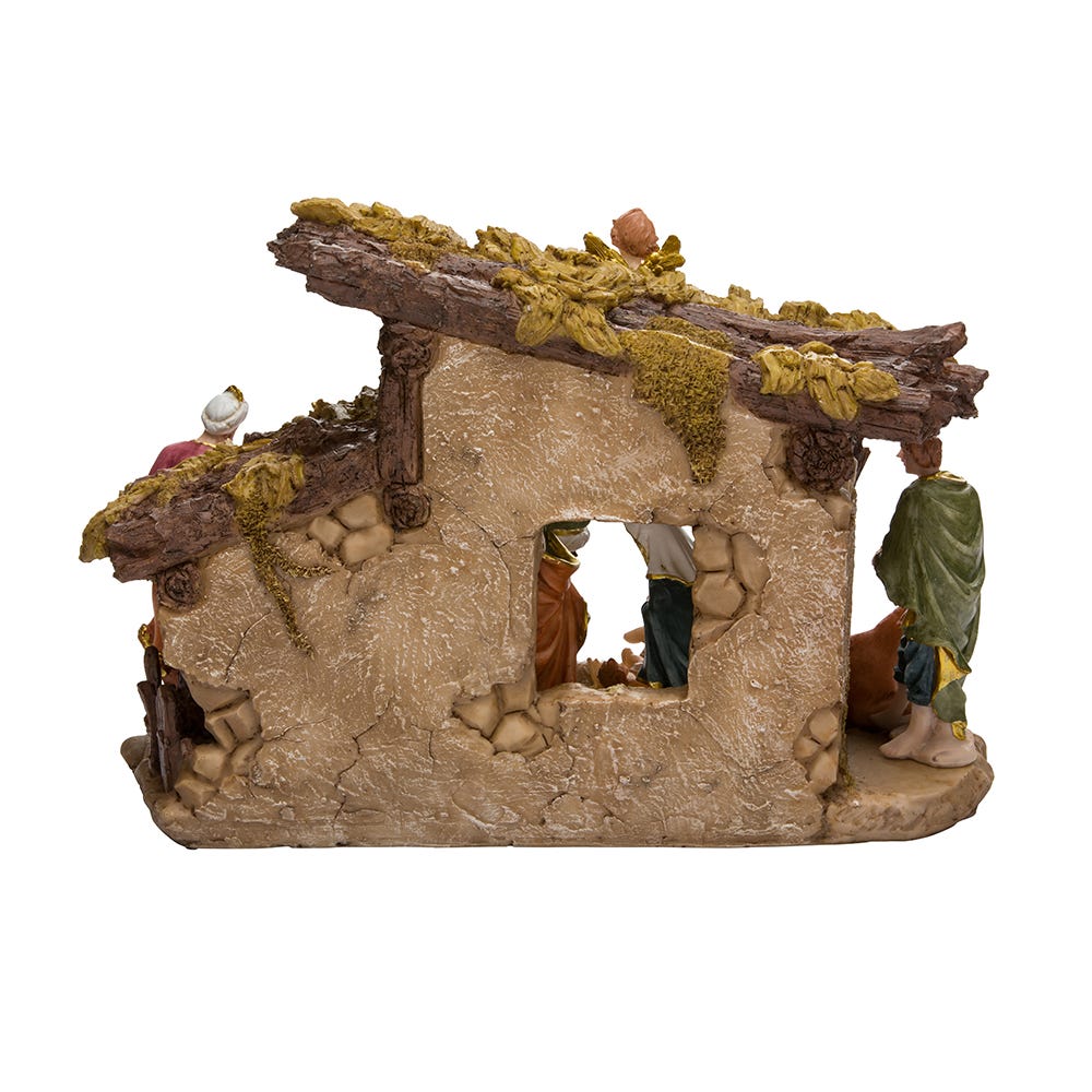 Resin Nativity Set with Figures and Stable, Set of 11