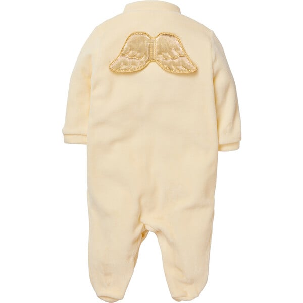 Angel Wing Gold Velour Sleepsuit, Cream