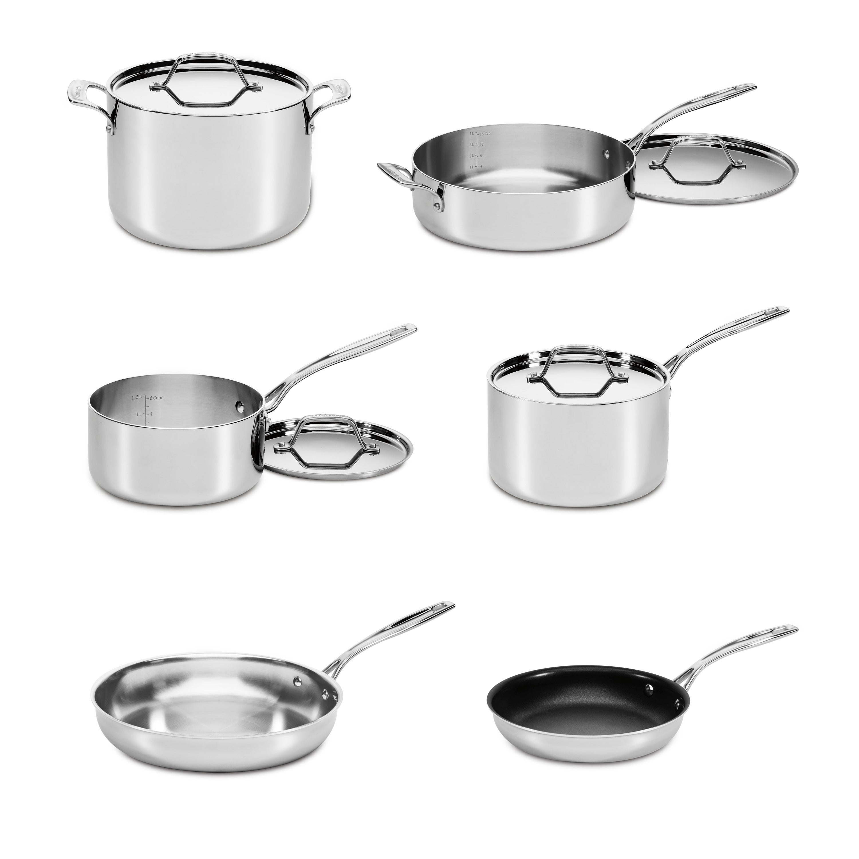 Custom-Clad 5-Ply Stainless Steel 10 Piece Cookware Set in Stainless Steel