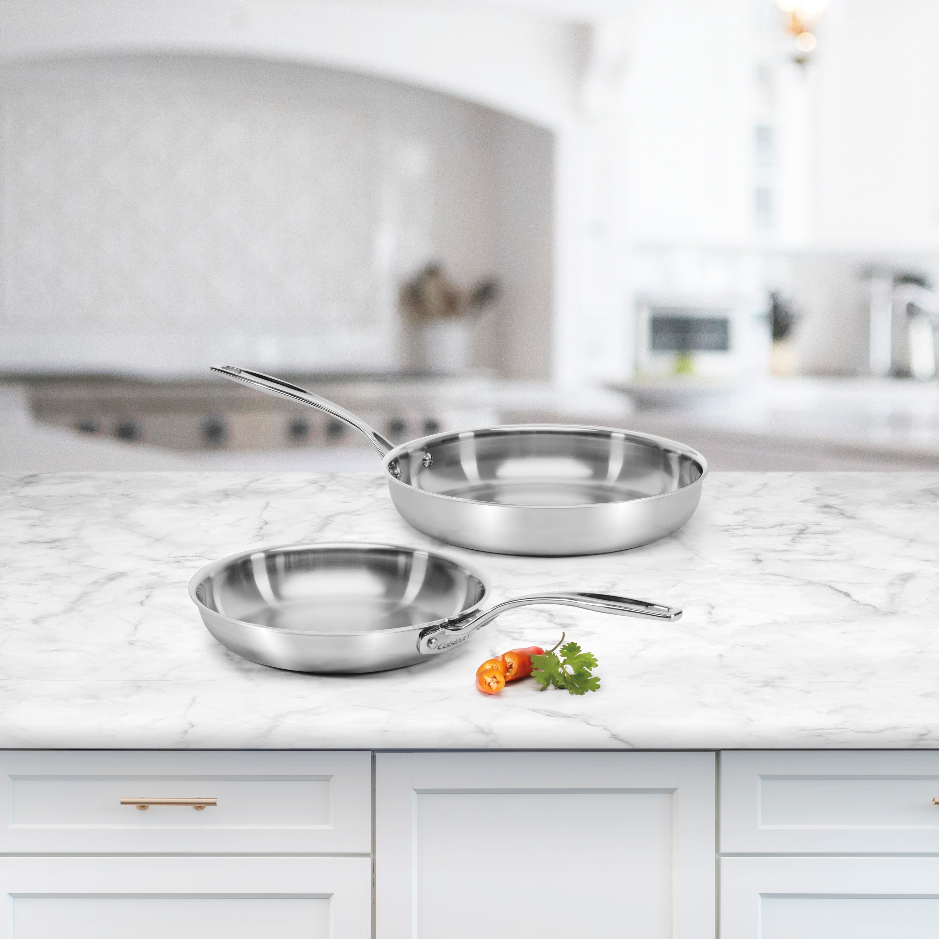 Custom-Clad 5-Ply 9" & 11" Fry Pan Set in Stainless Steel