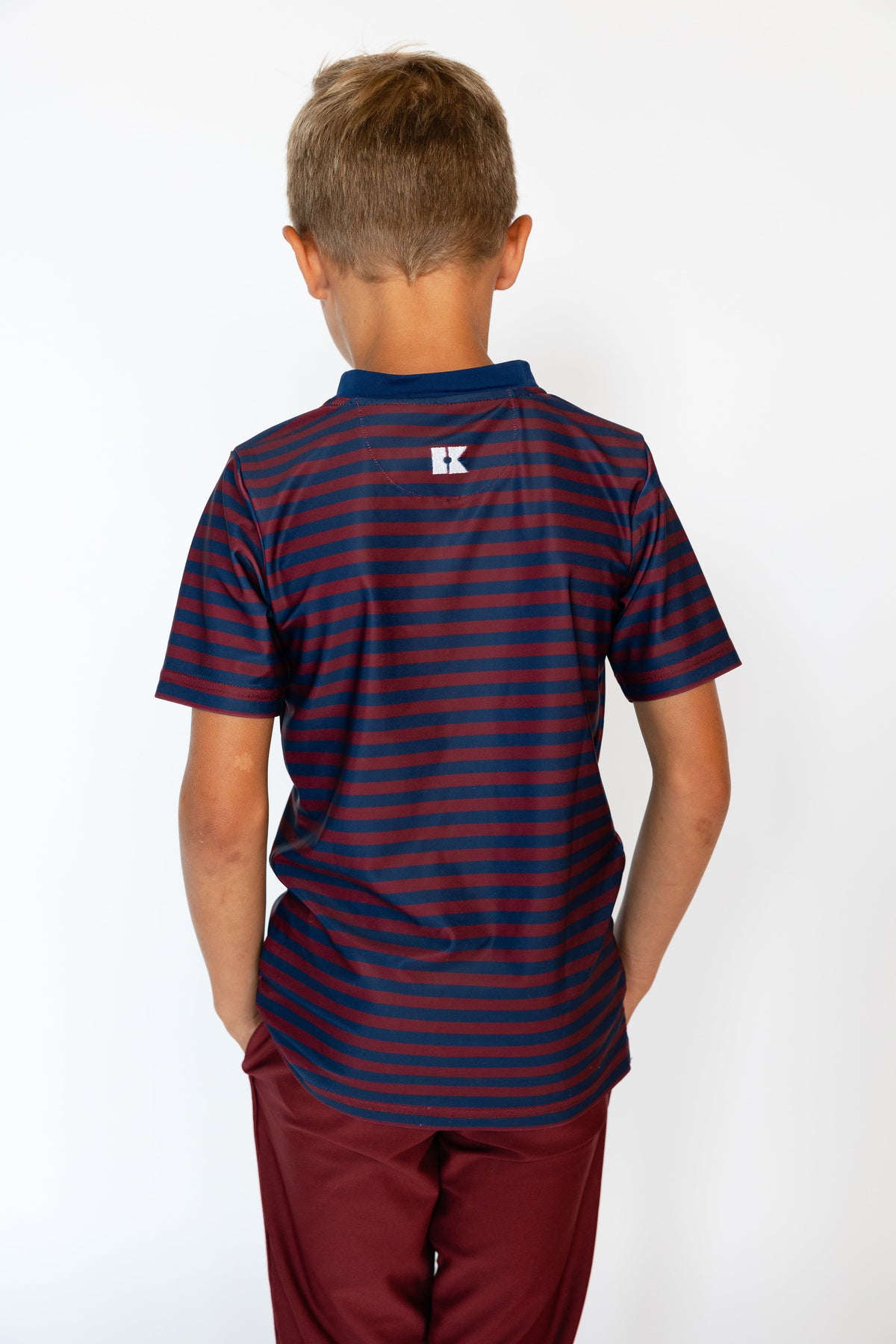 QB Stripe Blade Shirt in Navy & Maroon