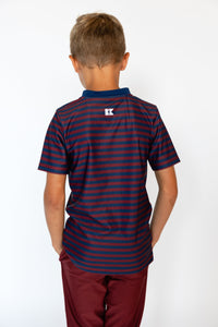 QB Stripe Blade Shirt in Navy & Maroon