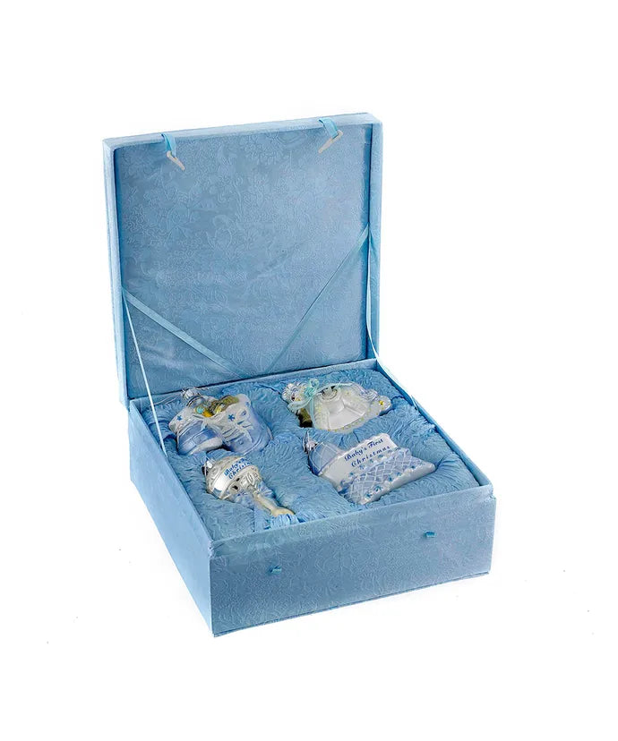 Noble Gems™ Baby Boy Glass Ornament Set, 4-Piece Box Set